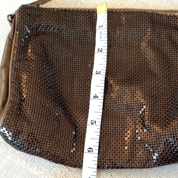 Vintage Whiting & Davis Bronze Mesh and Leather Crossbody/Shoulder Bag - Picture 13 of 15